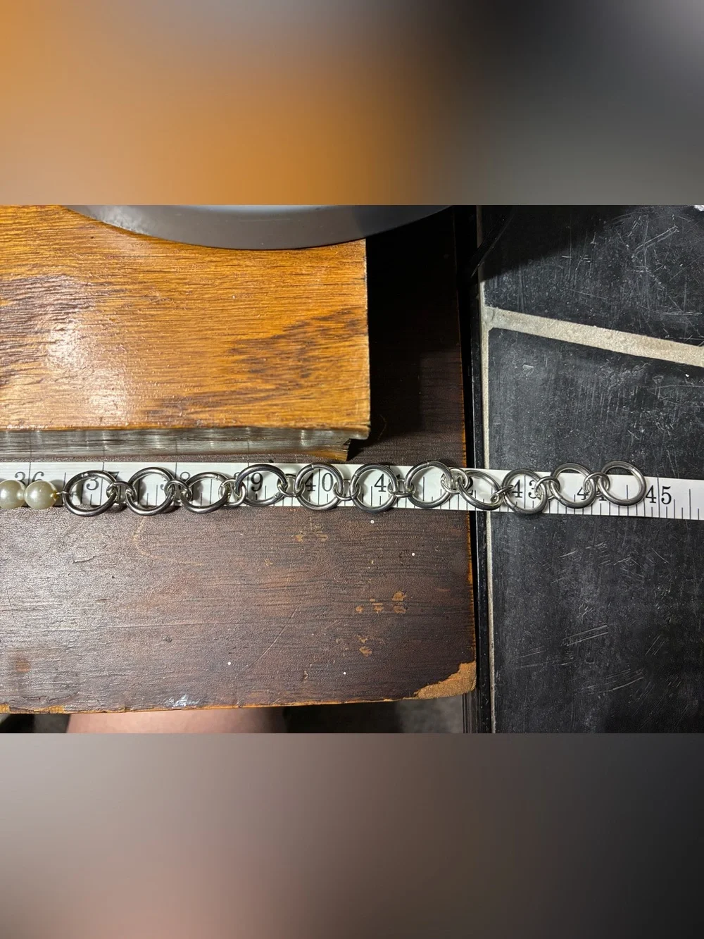 Y2K Vintage Pearl Silver Circle Link Chain Belt Adjustable 44.75”